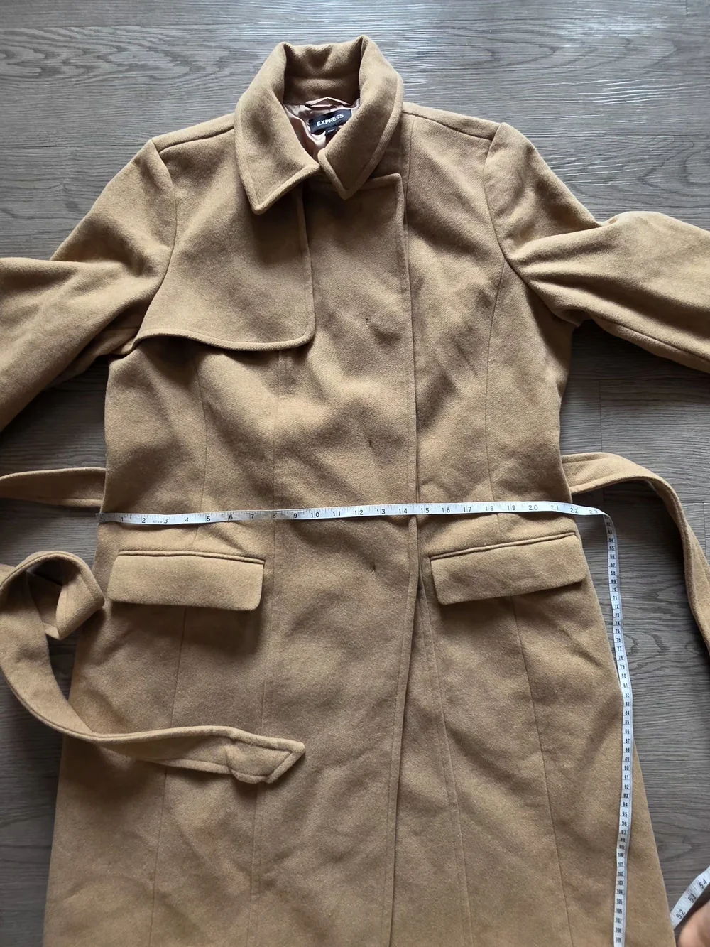 Classic Express Camel Wool-Blend Belted Trench Coat (XL)
